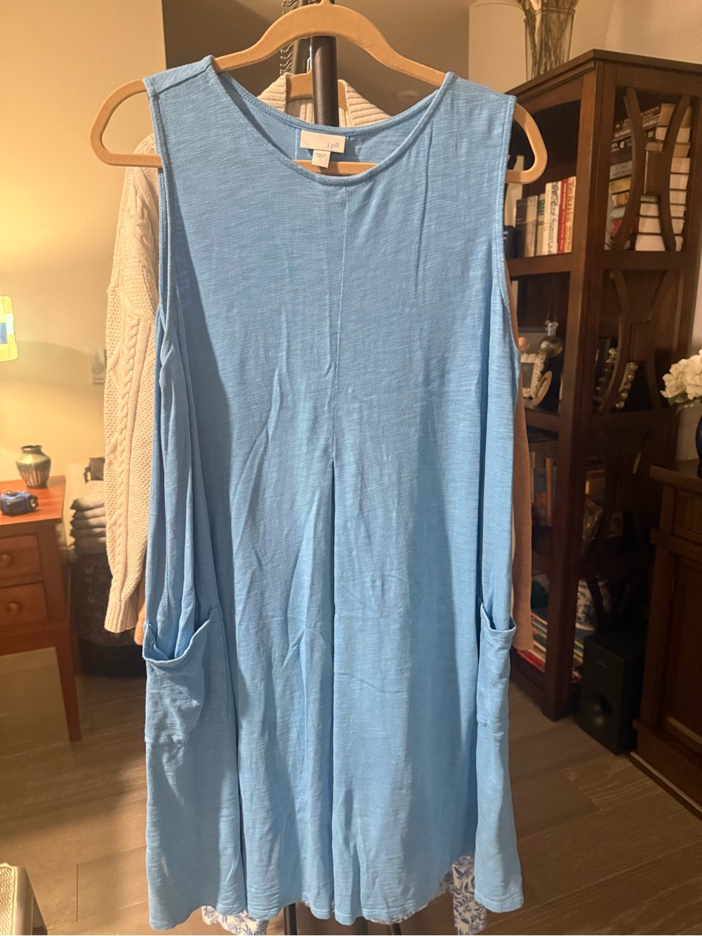 J. Jill Sky Blue Sleeveless Pocket Shift Dress